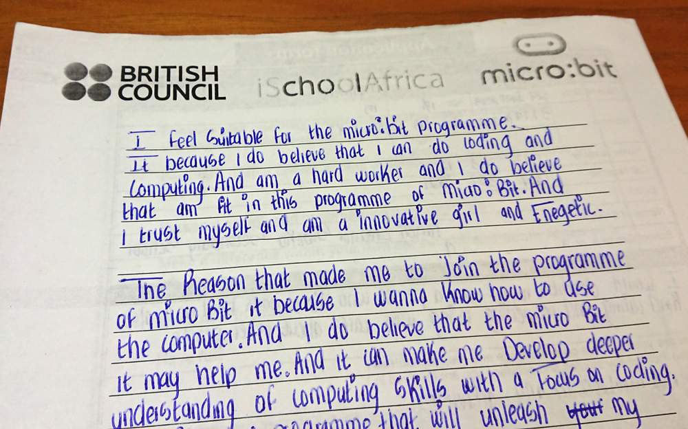 To participate, students wrote an essay explaining why they wanted to take part in the #GirlsMakingTech pilot project To participate, students wrote an essay explaining why they wanted to take part in the #GirlsMakingTech pilot project