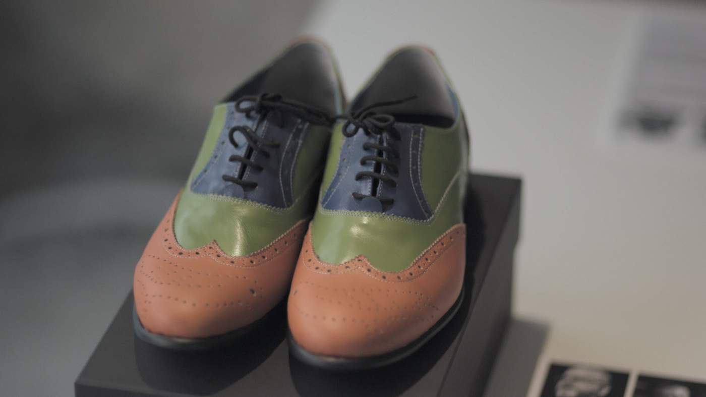 A pair of shoes created as part of the Neon x Shoe Streetresidency.